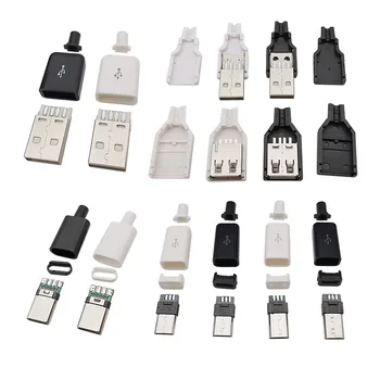 10 Adet mikro USB / Tip C / USB 2.0 Tip A Erkek Dişi Montaj Adaptörü Lehimleme Onarım Veri Şarj Fişi Soket USB Konnektörleri