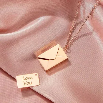 Aşk Mektubu Zarf Kolye Kolye Kadınlar İçin Trend Paslanmaz Çelik Takı İtirafı Seni Seviyorum Sevgililer Günü Takı Hediye için