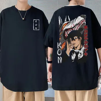 Anime Testere Adam Hayakawa Aki Tilki Şeytan Kon Grafik Tshirt Erkekler Kadınlar Manga T Shirt Streetwear %100 % pamuklu kısa kollu t-shirt