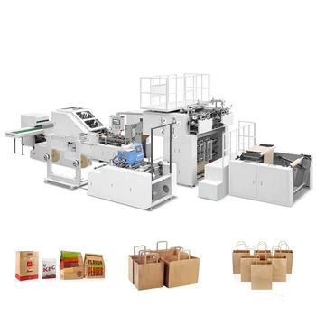 Otomatik V Alt Kraft Çimento Kağıt torba yapma makinesi ile Baskı makinesi Gıda Kraft kağıt torba yapma Makinesi Fiyat