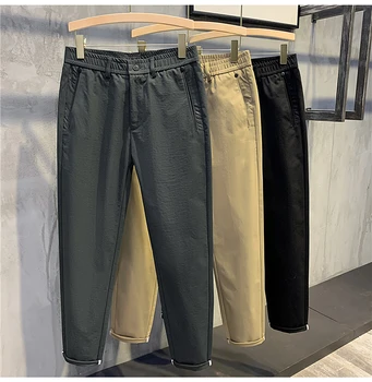 Yeni Bahar Yaz Takım Elbise Pantolon Erkekler Rahat Düz Örtü Kore Klasik Moda Iş Düz Renk Resmi Pantolon Erkek L67