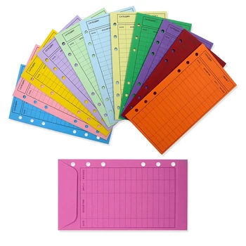 12 Renk Bütçe Zarflar Yumruk Delik Kalın Nakit Zarf Sistemi Tasarruf Para Organizatör Zarflar