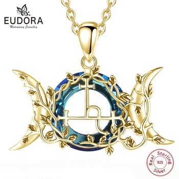 Eudora 925 Ayar Gümüş Lilith Ay Kolye 18k Altın Şeytan Lilith Sigil Muska Kolye Avusturyalı Kristal Takı Güzel Hediye