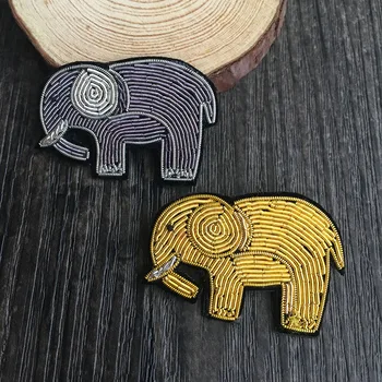 Güzel komik broş DIY altın fil gri fil el nakışı bölüm kıdemli Hint ipek giyim hayvanlar
