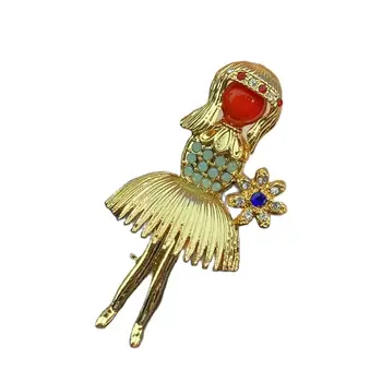 Ortaçağ vintage hakiki altın elektroliz akik Çek elmas kakma küçük ve zarif moda çift broş