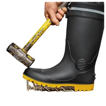 Yeni Kadın Çelik Ayak Koruyucu yağmur çizmeleri Su Geçirmez İş Güvenliği Sıcak Peluş Diz yüksek Wellies Çizmeler su ayakkabısı Açık Botlar