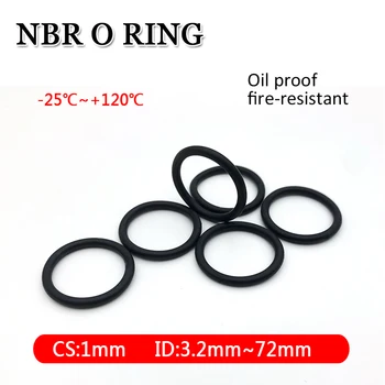 10 adet NBR O Ring Yağ Sızdırmazlık Contaları Kalınlığı CS 1mm OD 3.2 ~ 72mm Otomobil Nitril Kauçuk Yuvarlak Şekil Korozyona Dayanıklı Yıkayıcı