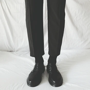 Resmi Ayakkabı Rahat İş Siyah deri ayakkabı Büyük Kafa Ayakkabı Kore Tarzı yuvarlak Ayak Çizmeler Yakışıklı Takım Elbise erkek Spr