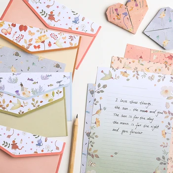 6 adet Mektup Pedleri ile 3 adet Zarflar Çiçek yazma kağdı Parti Davetiyesi Hediye Zarflar Kore Kırtasiye Ofis Malzemeleri