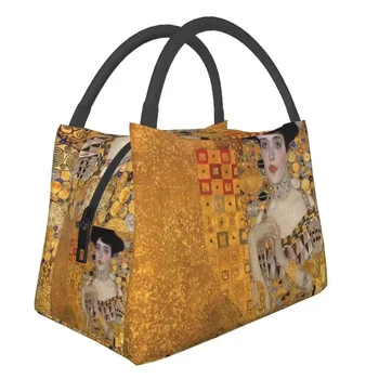 Gustav Klimt Yalıtımlı Öğle Yemeği Çantası Kadınlar için Yeniden Kullanılabilir Sembolizm Sanat Soğutucu Termal Bento Kutusu Ofis Piknik seyahat omuz çantası