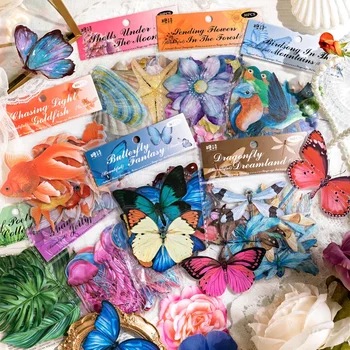 30 Adet Sticker Çiçek Kelebek Kitapçık Dekoratif Çıkartmalar doğanın Sırrı Serisi DIY zanaat malzemesi Karalama Defteri 158 * 125MM