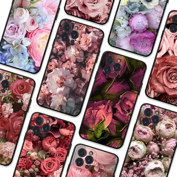 Çiçek Pembe telefon kılıfı için iPhone 6 7 8 artı 11 12 13 14 Pro SE 2020 MAX Mini X XS XR Arka Funda Kapak