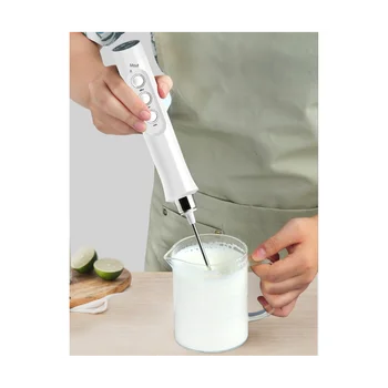 Elektrikli Mikser Yumurta Çırpıcı Mutfak Karıştırıcı Kahve Cappuccino Kreması Çırpma Taşınabilir Blender-Beyaz