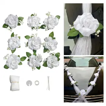 1 Takım Düğün Araba Çiçek Seti Avrupa Tarzı Süslemeleri Vantuz İle Kolay Kurulum yapay çiçekler Herhangi Bir Araç İçin
