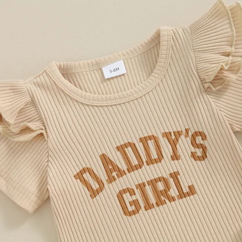 Yenidoğan Bebek Kız Giysileri Sevimli Bebek Yaz Kıyafet Nervürlü şort takımı Baba Kız Romper Çiçek Takım Elbise