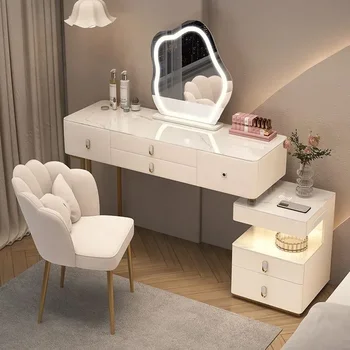 Yeni Beyaz Renk Köşe Vanity yatak odası mobilyası Çok Fonksiyonlu makyaj masası Dresser Led Bulut Ayna