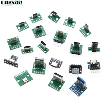 Cltgxdd 20 modelleri 20 adet Dikey Mini mikro usb 2.0 3.0 Tip C Dişi Erkek Konnektör PCB Dönüştürücü Adaptör Koparma Testi Kurulu