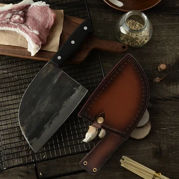 XYj Cleaver Mutfak Bıçakları kasap bıçağı Yüksek karbon Kaplı Çelik El Yapımı Dövme Dilimleme Bıçağı Tam Tang şef bıçağı Kılıf İle