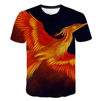 Yeni Yaz Serin Erkek Kadın Çocuk T Shirt 3D Mavi Phoenix Kuş Baskı Severler T-shirt