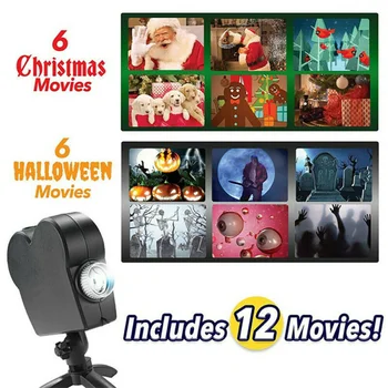 Noel açık Wonderland projektör dekor cadılar bayramı lazer projektör disko ışık 12 filmler Mini pencere ekran ev kapalı sıcak