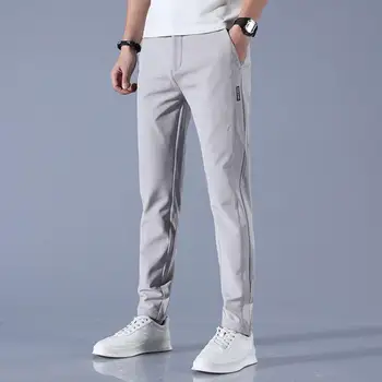 2023 İlkbahar yazlık pantolonlar Erkek Streç Kore Casual Slim Fit Elastik Bel İş Klasik Pantolon Erkek Siyah Gri Açık Yeşil