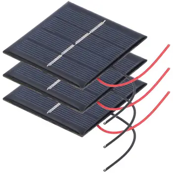3 Adet Mini güneş panelı Hücreleri - 0.45 W 2 V, Mikro Kablolu Polisilikon DIY Pil, Açık Kamp ve Balıkçılık
