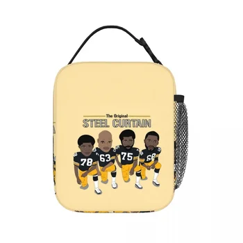 Çelik Perde-Pittsburgh Steelers Yalıtımlı Öğle Yemeği Çantası Piknik Çantası Termal Soğutucu yemek kabı yemek taşıma çantası Kadın İş Çocuklar Okul