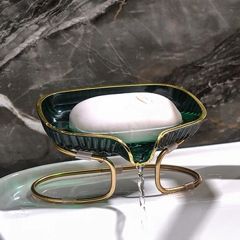 Işık Lüks Sabunluk Banyo Yaprak Şekli Kendinden Drenajlı Sabunluk metal braket Banyo Aksesuarları