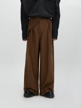Koyu Avant-Garde Tarzı Pantolon erkek Rahat Düz Bacak geniş bacak Pantolon