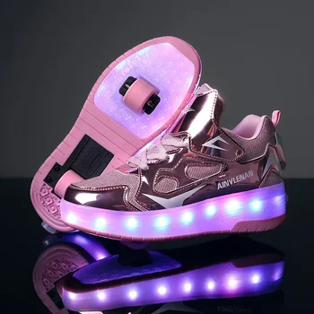 Paten led ışık Up USB Şarj Çocuk Rahat Kaykay Tekerlekleri spor ayakkabı Erkek Kız Çocuklar için Sneakers Terlik