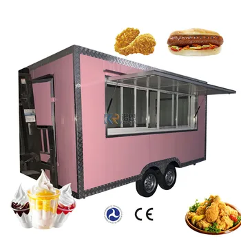 Gıda Römork Arabası Yeni Stand Arabası Pembe Trolly Küçük Mobil Arabaları Satış Gıda Römork Tam Mutfak Ekipmanları