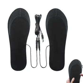 1 Çift USB ısıtmalı ayakkabı tabanlık ayak sıcak çorap Pad Mat elektrikli ısıtma tabanlık yıkanabilir sıcak termal tabanlık kış sıcak