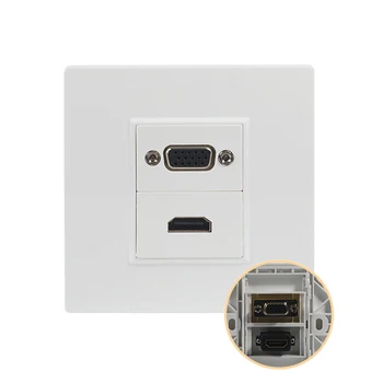 HD Multimedya Duvar Soketi 86 Tipi Soket Ön Panel VGA Dişi + V2. 0 HDMİ Arayüzü Çıkış HD Ethernet Soketi Ön Panel