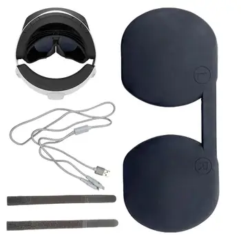 PS VR2 Gözlük Kalınlaşmış Silikon Toz geçirmez Koruyucu Kapak 2 İn1 şarj kablosu Ve kablo bağı Seti PS VR2 Aksesuarları