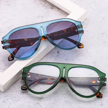 Moda Fütüristik Y2K Shades Degrade Lens güneş gözlüğü Vintage Yuvarlak Çerçeve Güneş Gözlüğü Kadın Erkek UV400 Koruma Gözlük