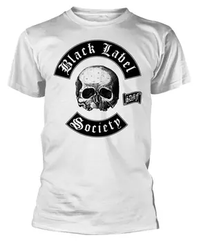 Siyah Etiket Toplum Kafatası Logosu beyaz tişört-RESMİ
