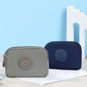 Yeni Basit Fermuarlı bozuk para çantaları Cüzdan Sevimli Düz Renk Küçük Kare Su Geçirmez Naylon Para Sikke Çanta Çantalar KIMLIK Kredi kart düzenleyici