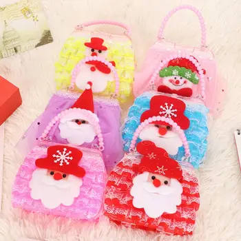 Noel Çanta Sahte İnci Kayış Parlayan Şenlikli Çocuk hediye çantası Merry Christmas Tatil Dekorasyon için