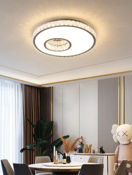 Kristal LED Tavan yatak odası için lamba Oturma Odası Ev Krom Moda Modern Çatı Dairesel Avize Karartma aydınlatma armatürü