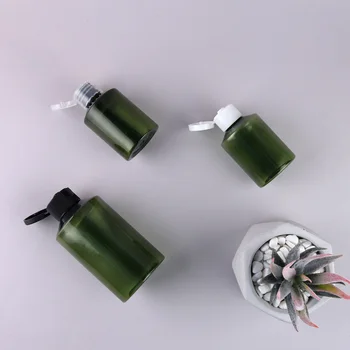 50ml100ml150ml200ml Koyu Yeşil Eğimli Omuz Plastik Şişe Flip-top Şişe Kozmetik Ambalaj Küçük Örnek Doldurulabilir Şişe
