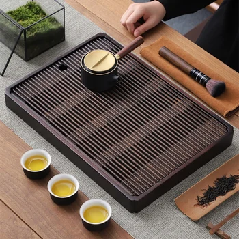 GİANXİ Çin Doğal Bambu çay tepsisi Su Depolama Kung Fu çay seti Basit Dikdörtgen çay panosu Çay Depolama Tepsisi