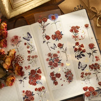 3 Yaprak Bitki Çiçek DIY PVC Çıkartmalar Scrapbooking için DIY Dekoratif Malzeme Kolaj Günlük Kaydı