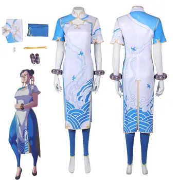 Streetfighter 6 Cosplay Chun Li Kostüm Fantasia Disguise Yetişkin Kadınlar için takım elbise pantalonları Rol Oynamak Kıyafetler Cadılar Bayramı Karnaval Elbise