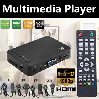 Tam Multimedya Oynatıcı Mini Hdd Medya Oynatıcı 1080p Vga Sd Tv Kutusu Medya Vga Av Çıkışı Usb Harici Otomatik Oynatma