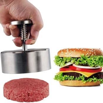 Hamburger presi Burger Patty Maker 304 Paslanmaz Çelik Domuz Eti Burger manuel baskı Kalıp Izgara Kalbur Et Aracı