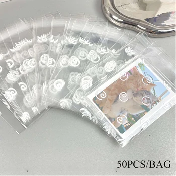 50 adet / paket Kendinden yapışkanlı Opp Torba Ambalaj Çanta Çerez Çanta Kart Kapak Koruyun Fotocard Tutucu Kendinden kilitli torba Hediye saklama çantası