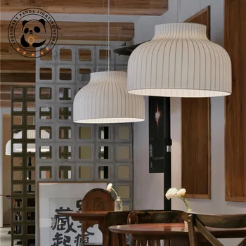 Minimalist Wabi Sabi Kumaş İpek LED ışıklı kolye Avizeler Aydınlatma Ev Dekor Oturma Yemek Odası Restoran Otel Lambası