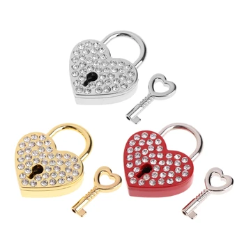 Metal dilek kilidi Mini kalp Archaize asma kilitler için anahtar severler kızlar için S