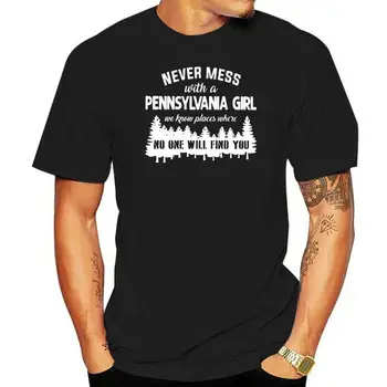 Erkekler-Kadınlar Unisex Gevşek Nerede T-Shirt Siyah Bildiğimiz Yerler Asla Karışıklık Fit Tee Gömlek Bir Pennsylvania Kız