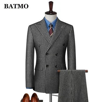 BATMO 2024 yeni varış yüksek kaliteli yün çizgili takım elbise erkek,rahat iki Bölme, 867A